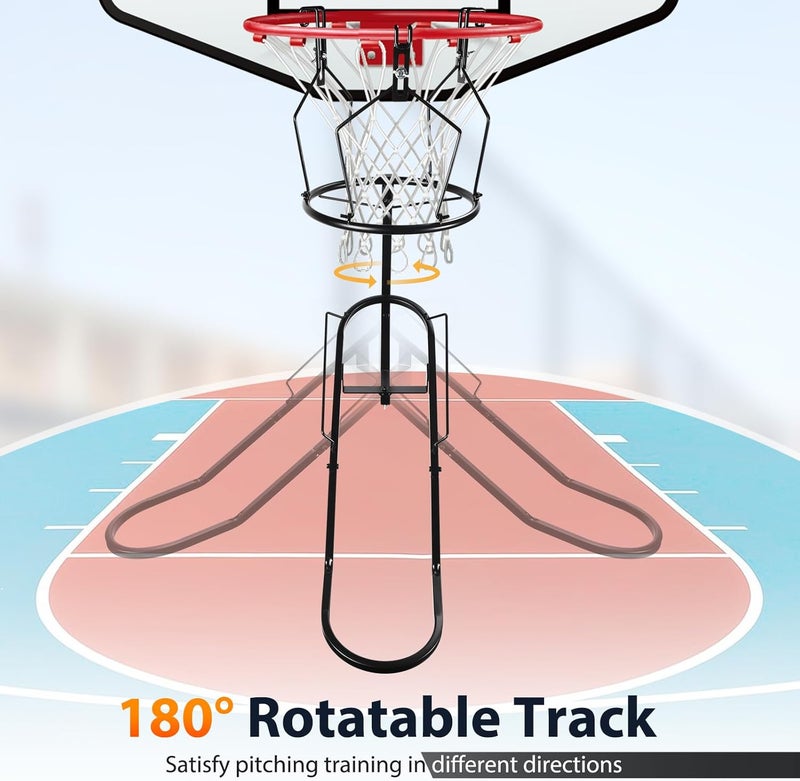 GADFISH Basketball Rebounder, 180° Rotatable Basketball Return Attachment with 3 Stable Large Hooks, Heavy Duty Basket Ball Accessories Ball Return Training Aid for 18" Rim Basketball Hoop - Image 2
